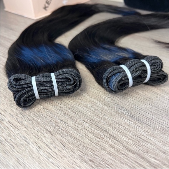 Triippy Raw Human Hair Natural Black Straight 16 18 Inch Sew In Hair Extensions - Picture 4 of 14